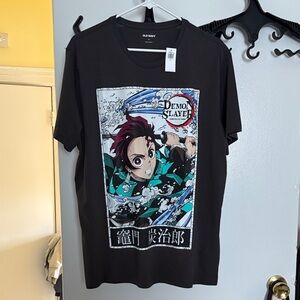 Old Navy Gray Mens T-Shirt with Demon Slayer Graphic